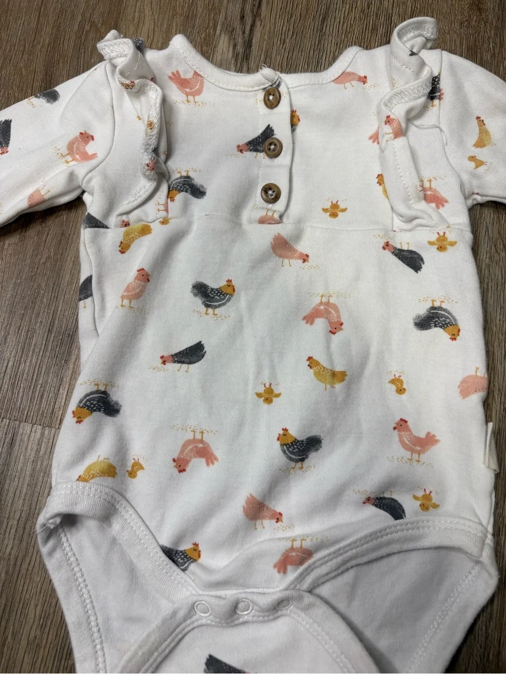 Rabbit + Bear Organic Cotton Chicken Print Bodysuit & Pink Pants Set  Size 6-9 M
